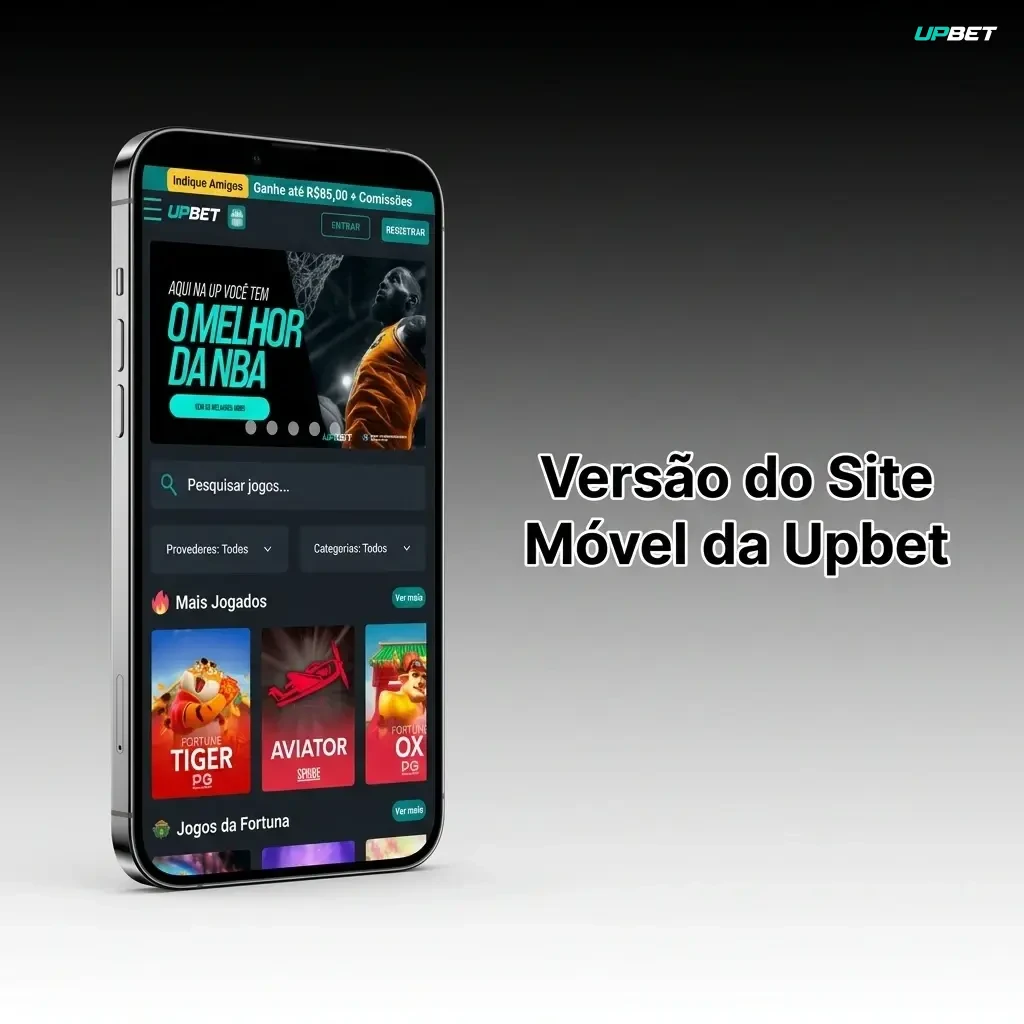 Versão móvel do site Upbet aberta no navegador do celular com interface adaptada para toque
